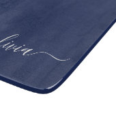 Navy Blue und White Modern Monogram Schneidebrett (Ecke)