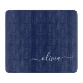 Navy Blue und White Modern Monogram Schneidebrett (Vorderseite)