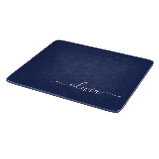 Navy Blue und White Modern Monogram Schneidebrett (Ecke)