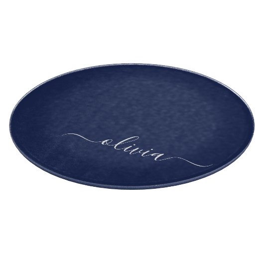 Navy Blue und White Modern Monogram Schneidebrett (Ecke)