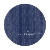 Navy Blue und White Modern Monogram Schneidebrett (Vorderseite)
