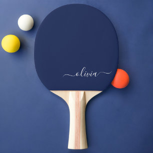 Navy Blue und White Modern Monogram Tischtennis Schläger