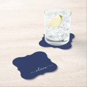 Navy Blue und White Modern Monogram Untersetzer (Vor Ort)