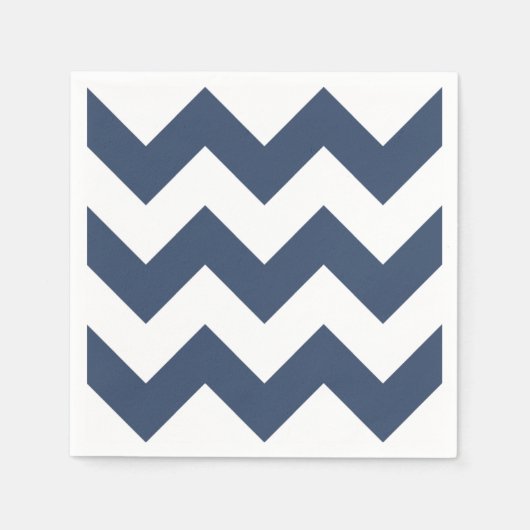 Navy Blue und White Modern Zickzack Serviette (Vorderseite)