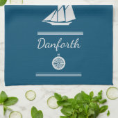 Navy Blue und White Nautic Geschirrtuch (Gefaltet)