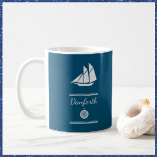 Navy Blue und White Nautic Kaffeetasse