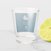 Navy Blue und White Nautic Schnapsglas (Rückseite)