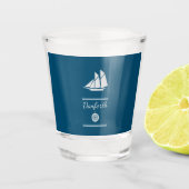 Navy Blue und White Nautic Schnapsglas (Vorderseite)