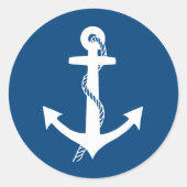 Navy Blue und White Nautical Anchor Stickers (Vorderseite)