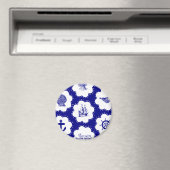 Navy Blue und White Nautical Pattern Magnet (In Situ (Geschirrspüler))