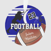 Navy Blue und White Personalize Football Ornament (Vorderseite)