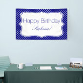 Navy Blue und White Polka Dot Birthday Party Banner (Messeveranstaltung)
