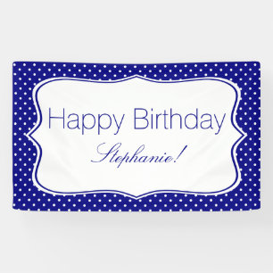 Navy Blue und White Polka Dot Birthday Party Banner