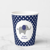 Navy Blue und White Polka Dot Elephant Baby Dusche Pappbecher (Vorderseite)