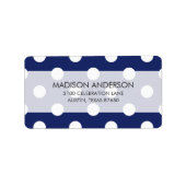Navy Blue und White Polka Dot Pattern Adressaufkleber (Vorne)