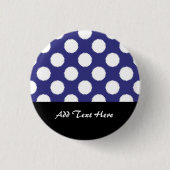 Navy Blue und White Polka Dot Pattern Button (Vorderseite)