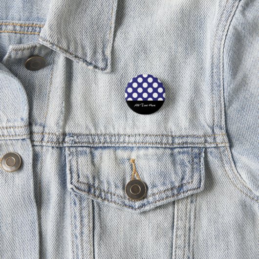 Navy Blue und White Polka Dot Pattern Button (Beispiel)