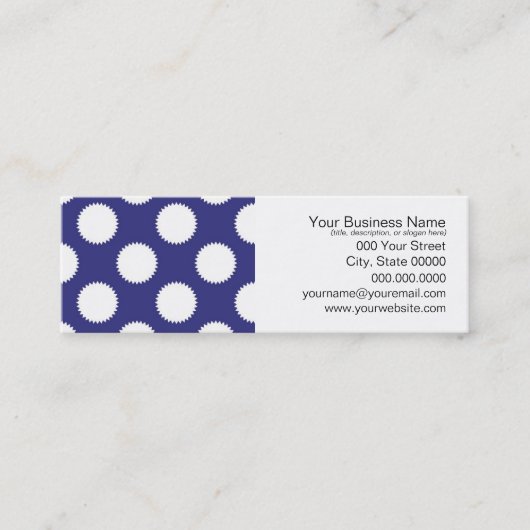 Navy Blue und White Polka Dot Pattern Mini Visitenkarte (Vorderseite)