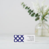 Navy Blue und White Polka Dot Pattern Mini Visitenkarte (Stehend Vorderseite)