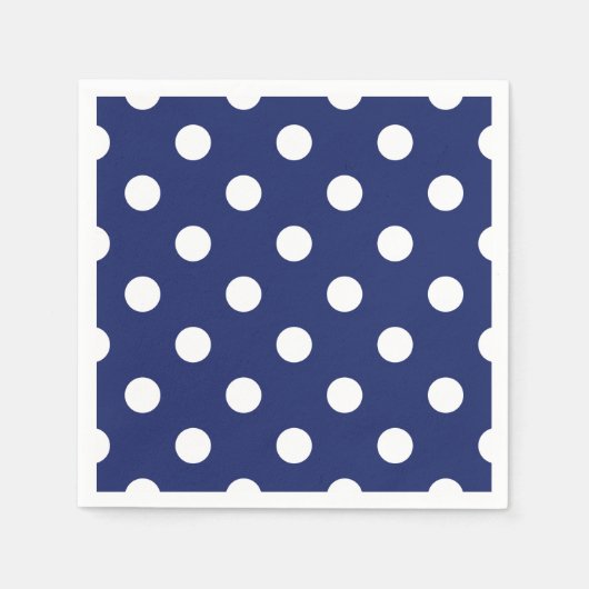 Navy Blue und White Polka Dot Pattern Serviette (Vorderseite)