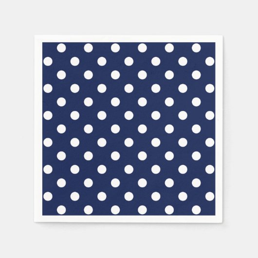 Navy Blue und White Polka Dots Napkins Serviette (Vorderseite)