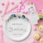 Navy Blue und White Roses Brautparty Pappteller (Party)