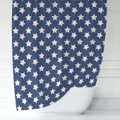 Navy Blue und White Stars Duschvorhang