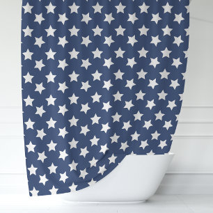 Navy Blue und White Stars Duschvorhang