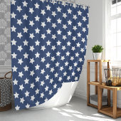Navy Blue und White Stars Duschvorhang