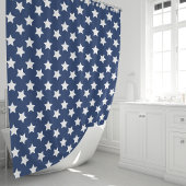 Navy Blue und White Stars Duschvorhang