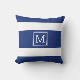 Navy Blue und White Strips einfache Monogramm Cust Kissen