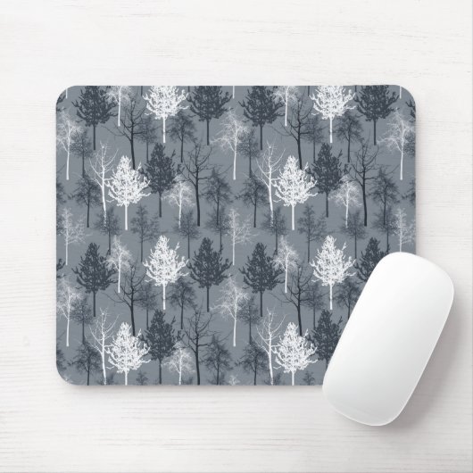 Navy Blue und White Trees Mousepad (Mit Mouse)