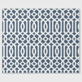 Navy Blue und White Trellis Muster Geschenkpapier (Flach)