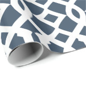 Navy Blue und White Trellis Muster Geschenkpapier (Rolleneckpunkt)
