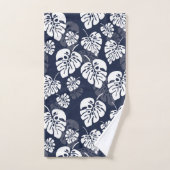 Navy Blue und White Tropical Folies | Floral Badhandtuch Set (Handtuch)