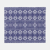 Navy Blue und White Winter Fair Isle Weihnachten Fleecedecke (Vorderseite (Horizontal))