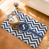 Navy Blue und White Zickzack Monogram Badematte