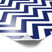 Navy Blue und White Zigzag Streifen Zickzack Muste Fotodruck (Ecke)