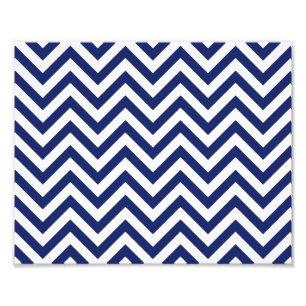 Navy Blue und White Zigzag Streifen Zickzack Muste Fotodruck