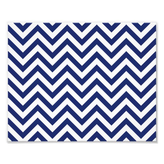 Navy Blue und White Zigzag Streifen Zickzack Muste Fotodruck (Vorne)