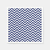 Navy Blue und White Zigzag Streifen Zickzack Muste Serviette (Vorderseite)