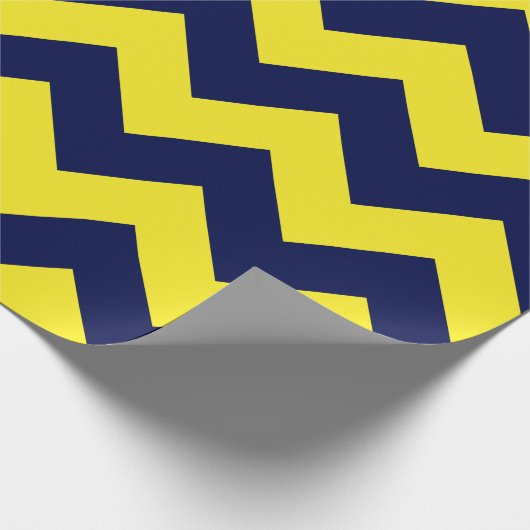 Navy Blue und Yellow Extra Grosses Zickzack Geschenkpapier (Ecke)