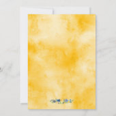 Navy Blue und Yellow Floral Moderner Bridal Brunch Einladung (Rückseite)