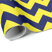 Navy Blue und Yellow Large Zickzack Wrapping Paper Geschenkpapier (Rolleneckpunkt)