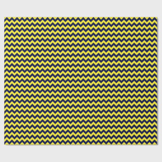Navy Blue und Yellow Medium Zickzack Wrapping Pape Geschenkpapier (Flach)