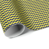 Navy Blue und Yellow Small Zickzack Wrapping Paper Geschenkpapier (Rolleneckpunkt)