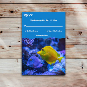 Navy Blue Underwater Sea Fish Nautical wedding RSVP Karte