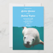 Navy Blue Underwater Sea Lion Ocean Brautparty Einladung (Vorderseite)