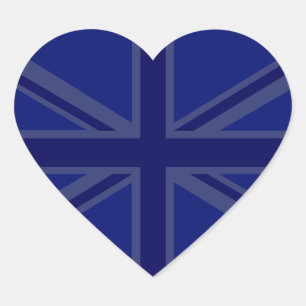 NAvy Blue Union Jack Decor Herz-Aufkleber