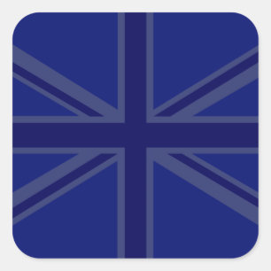 NAvy Blue Union Jack Decor Quadratischer Aufkleber